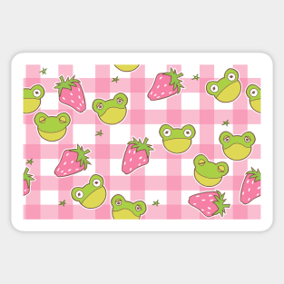 Pink Gingham Frogs Sticker